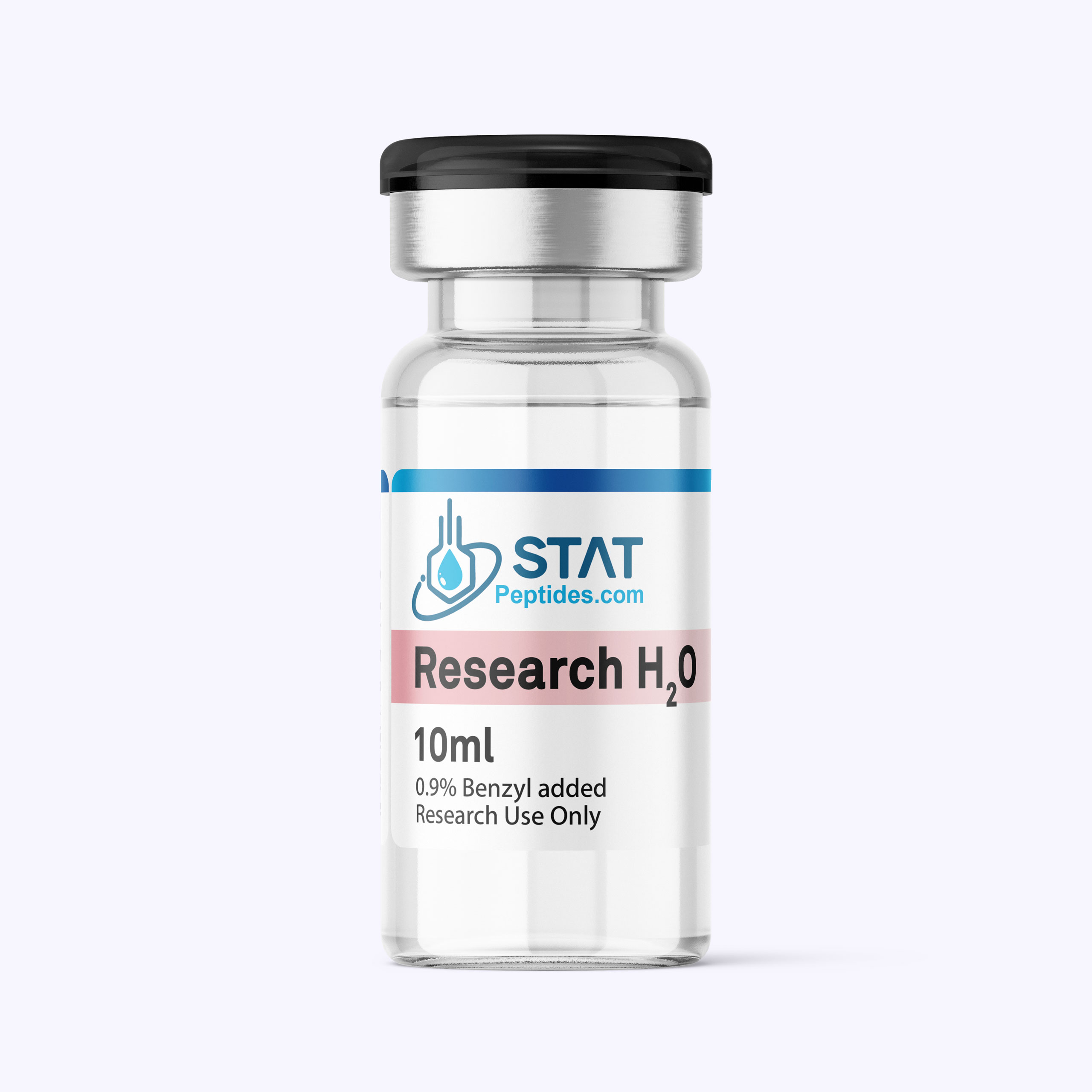 10 ml Research H2O plastic vial, 0.9% benzyl added