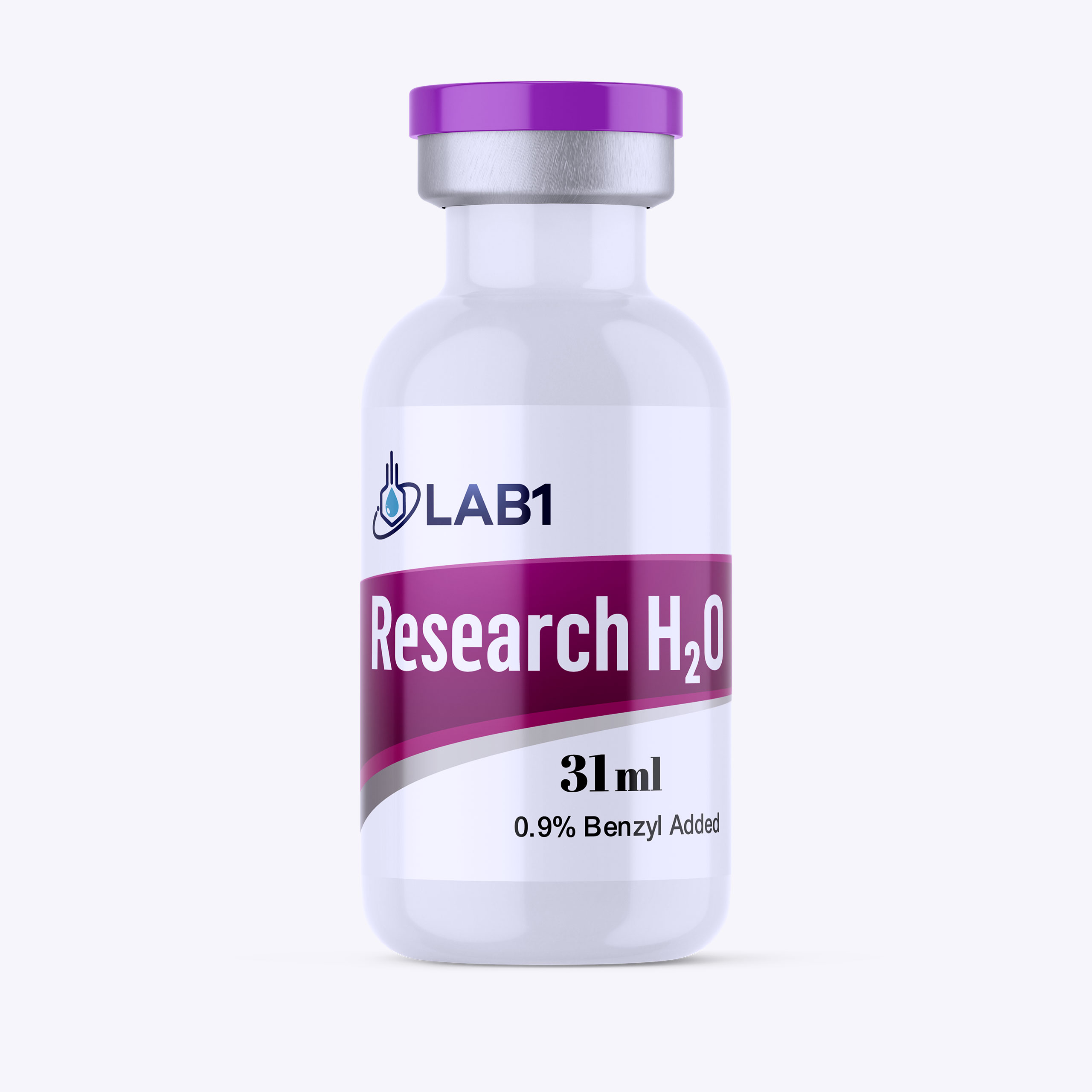 31 ml Research H2O plastic vial, 0.9% benzyl added